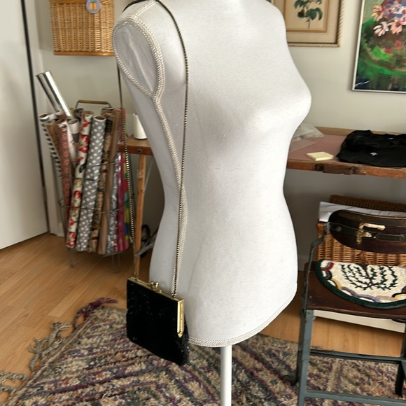 Vintage Black Beaded Evening Bag Purse - Picture 2 of 11